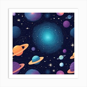 Planets Seamless Pattern Art Print