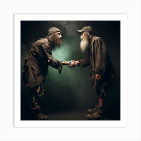 Two Old Men Shaking Hands Art Print