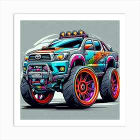 Toyota Hilux Pickup Truck Vehicle Colorful Comic Graffiti Style Art Print