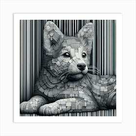 Dog In barcode Art Print