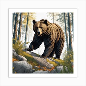 Brown Bear In The Forest 18 Art Print