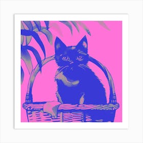 Kitty Cat In A Basket Pink 1 Art Print