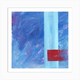 Geometrical Delicacy - abstract art square blue minimal red shapes geometry blocks Art Print