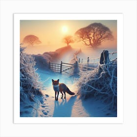 Fox In The Snow 7 Art Print