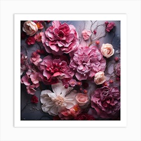 Flowers On A Dark Background Art Print