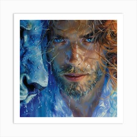 Lion And Man Art Print