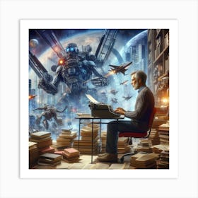 Robots And Books Art Print