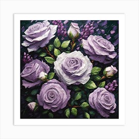 Palette Knife Painting, Lilac Roses Art Print