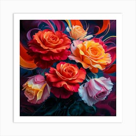 Colorful Roses 2 Art Print