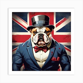 Bulldog With British Flag Art Print