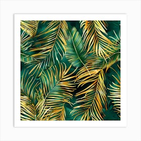 Seamless Tropical Palm Leaves Pattern Art Print