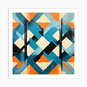 Abstract Painting, Produce A Monochromatic Abstract Artwork Overlapping Squares And Rectangles 3 Art Print