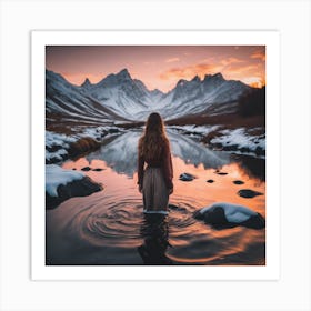 Girl Standing In The Water Art Print