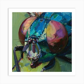 Oil Painting of a Flies Eyes Close-Up Makro Insect Art Print