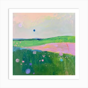 Pink And Green Field Art Print