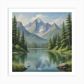 Mountain Lake art print 3 Art Print