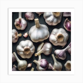 Garlic Cloves On Black Background 2 Art Print