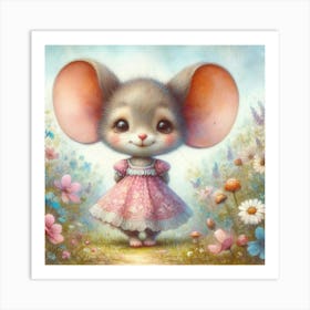 Mouse In Pink Dress Art Print