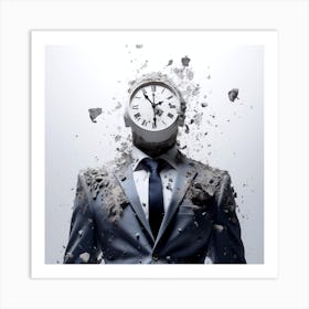 Businessman With A Clock On His Head 2 Art Print