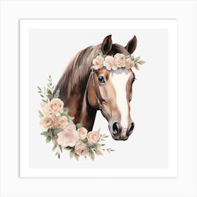 Horse Head With Roses 3 Art Print