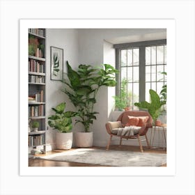 Living Room With Plants 1 Art Print