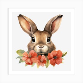 Bunny With Flowers 3 Art Print