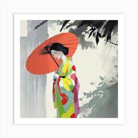 Japanese woman with umbrella 3 Art Print