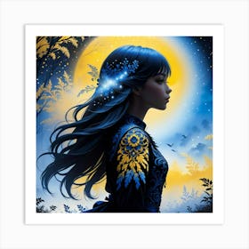 Girl In The Moonlight Art Print