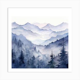 Watercolor Of Mountains 7 Art Print