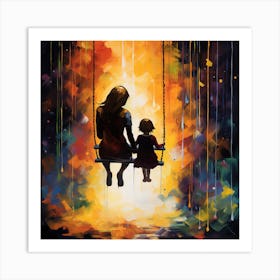 Mother And Child On Swing 2 Art Print