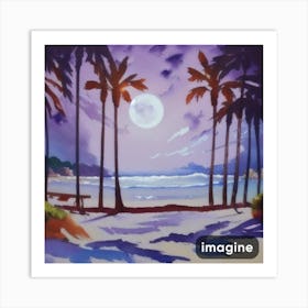 Palm Trees On The Beach Art Print