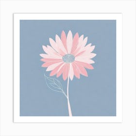 A White And Pink Flower In Minimalist Style Square Composition 46 Art Print