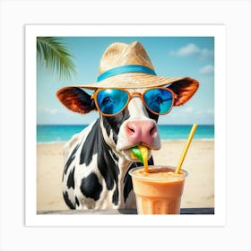 Cow On The Beach 3 Art Print