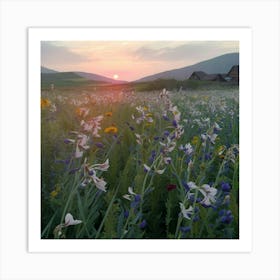 Wildflowers At Sunset Art Print