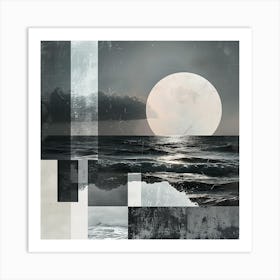 Moon And The Waves Art Print