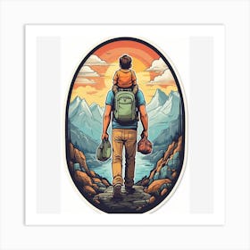 Man With A Backpack Art Print