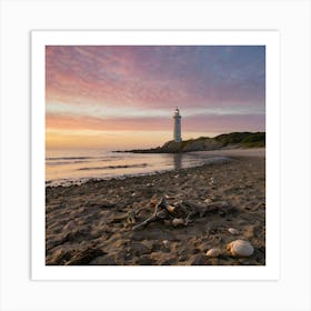 Sunset At The Lighthouse 1 Art Print