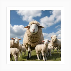 Default A Sheep Is Playing With Other Sheep In The Pasture And 0 1 Art Print