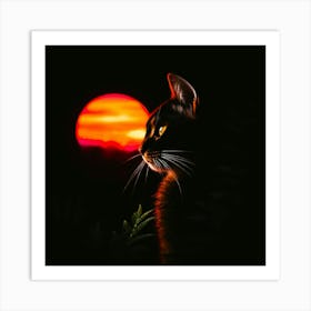 Cat In The Sunset Art Print