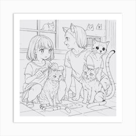 Kid's Cute Cat Lover's Art Print