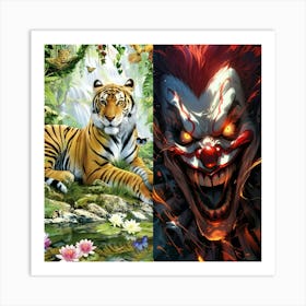 Clown And Tiger Art Print