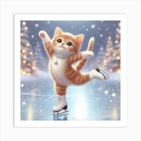 Ice Skating Kitten Art Print