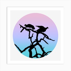 Birds Bird Vultures Tree Branches Art Print