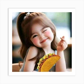 Little Girl With Taco Art Print