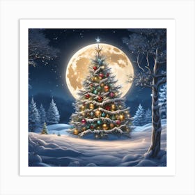 Christmas Tree In The Snow 7 Art Print