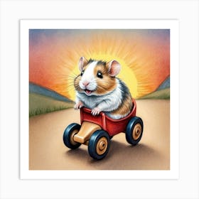 Guinea Pig In A Toy Car 1 Art Print