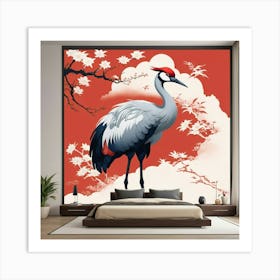 Default Japanese Red Crown Crane Bedroom Art 1 Art Print