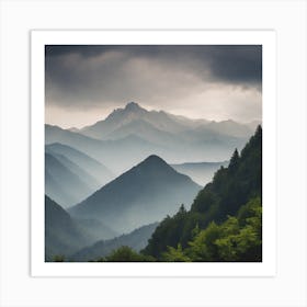 Dark Clouds Over The Mountains Art Print