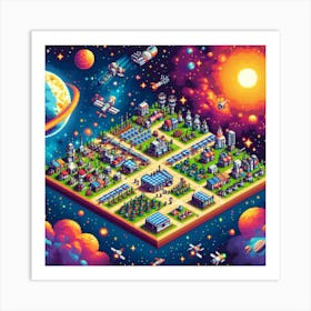 8-bit space colony 3 Art Print