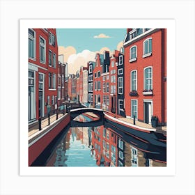 Cartoon Amsterdam Canal Summer (8) Art Print